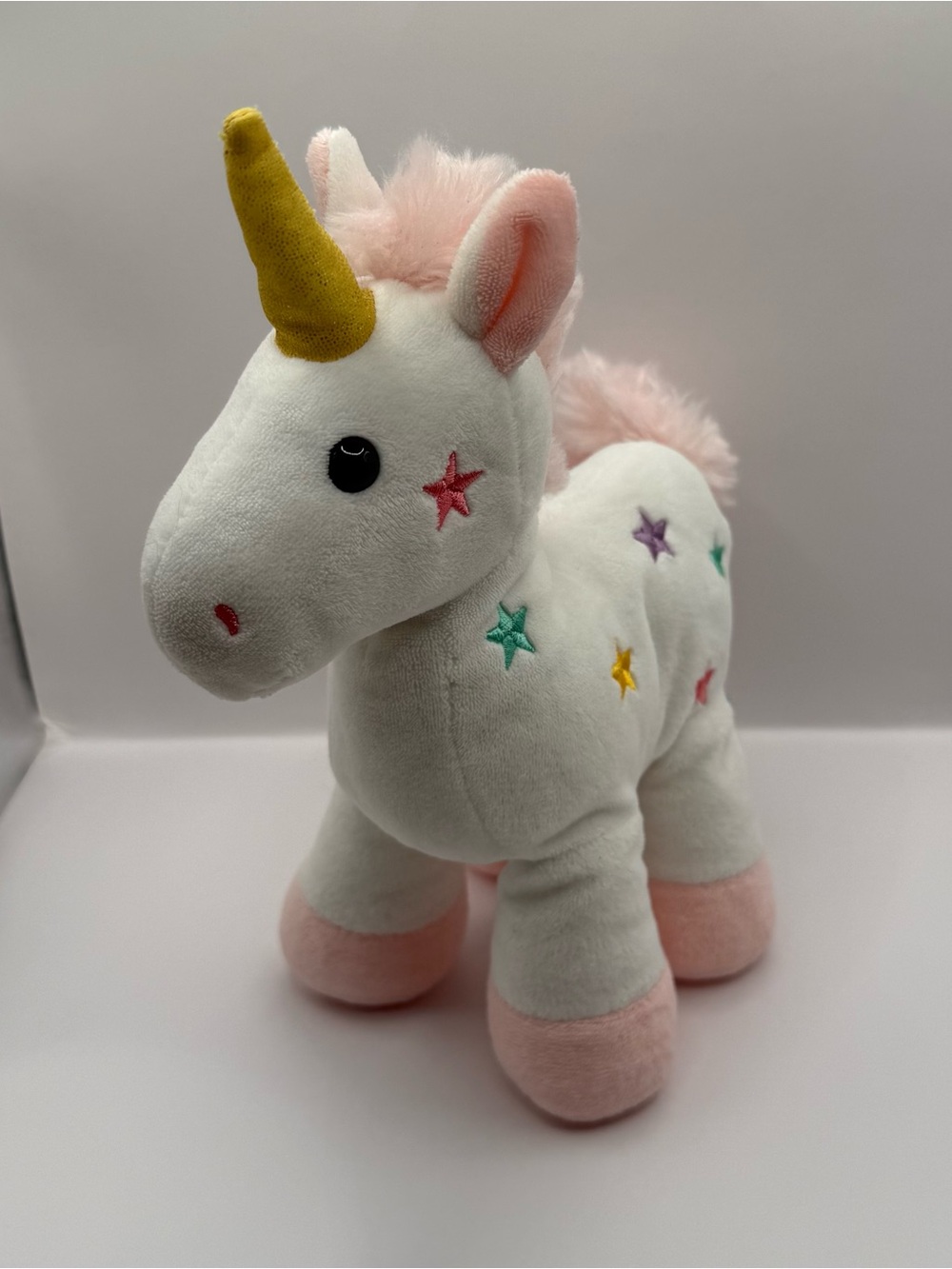 Manhattan Toy Company Pink and White Unicorn Stuffed Animal Plush